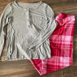 Women's Flannel Pajama Pant & Long Sleeve Shirt Set    KA4-15